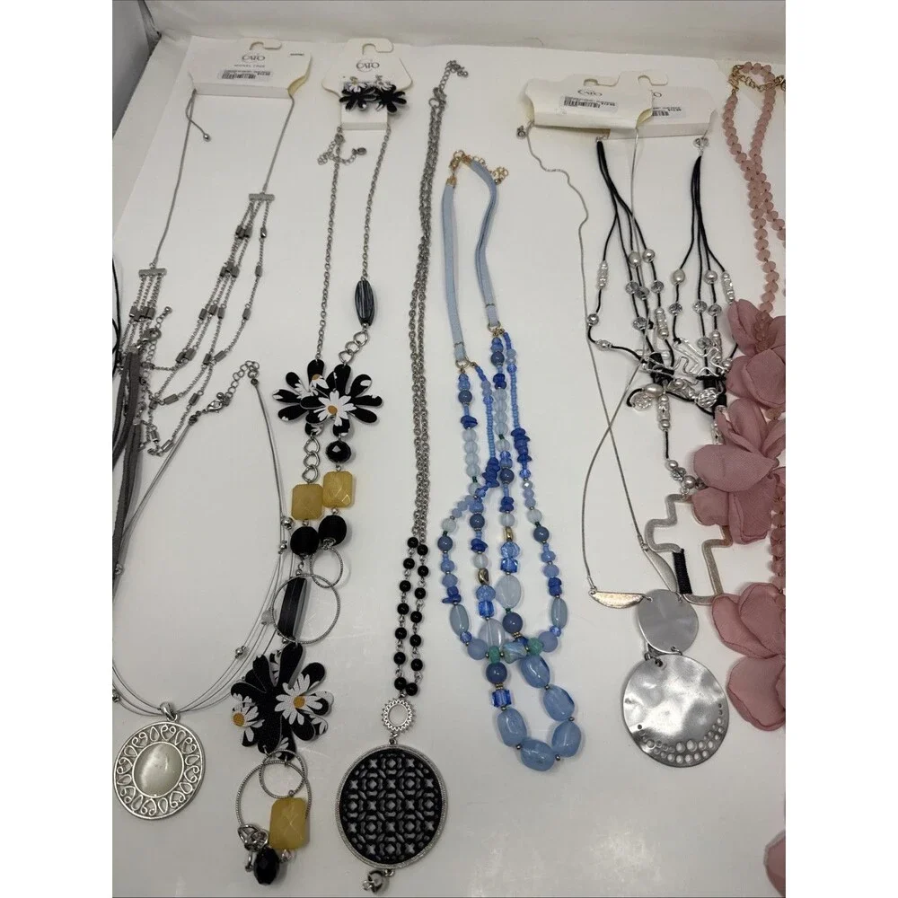 Lot Of 17 Jewelry Necklaces CATO Statement Spring Summer Costume Long Flower